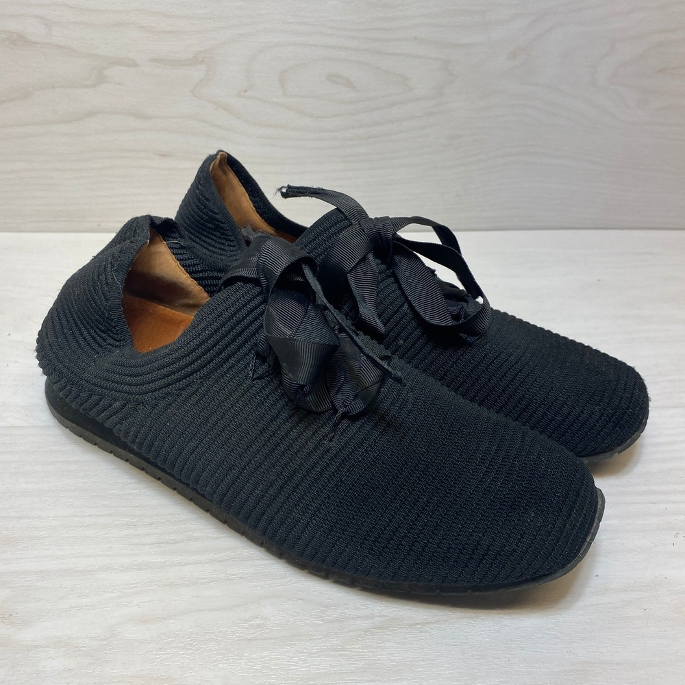 L'Amour Des Pieds Womens 8M Black Knit Ribbon Lace Up Sneakers Womens Shoes